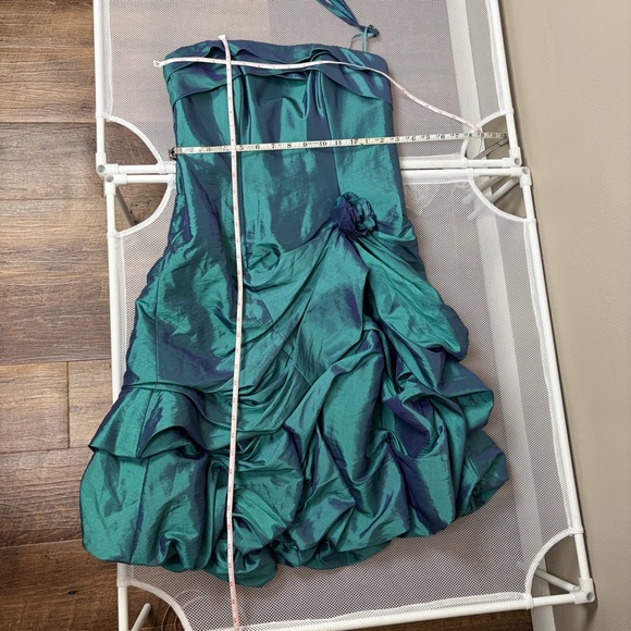 Impression Bridal Prom Dress Size 10 Teal Iridescent Taffeta Y2K Formal Sorority - Picture 14 of 16
